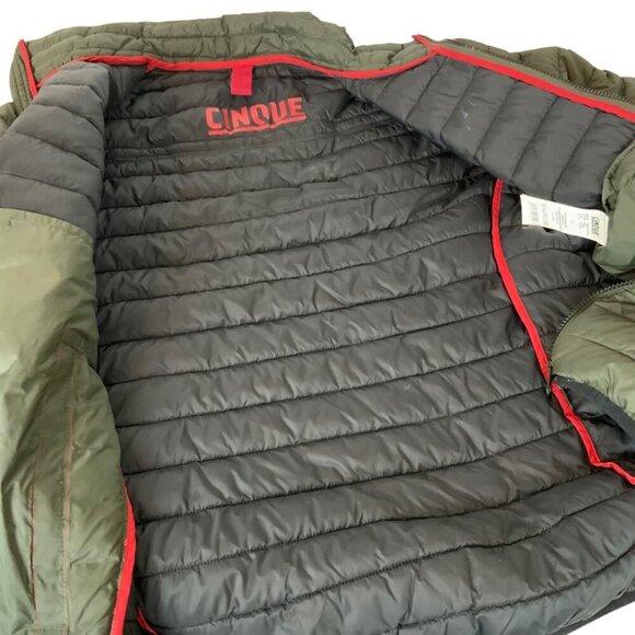 Cinque Jacket Mens Large Olive Green Lightweight Packable Puffer Down-Free - Picture 3 of 9